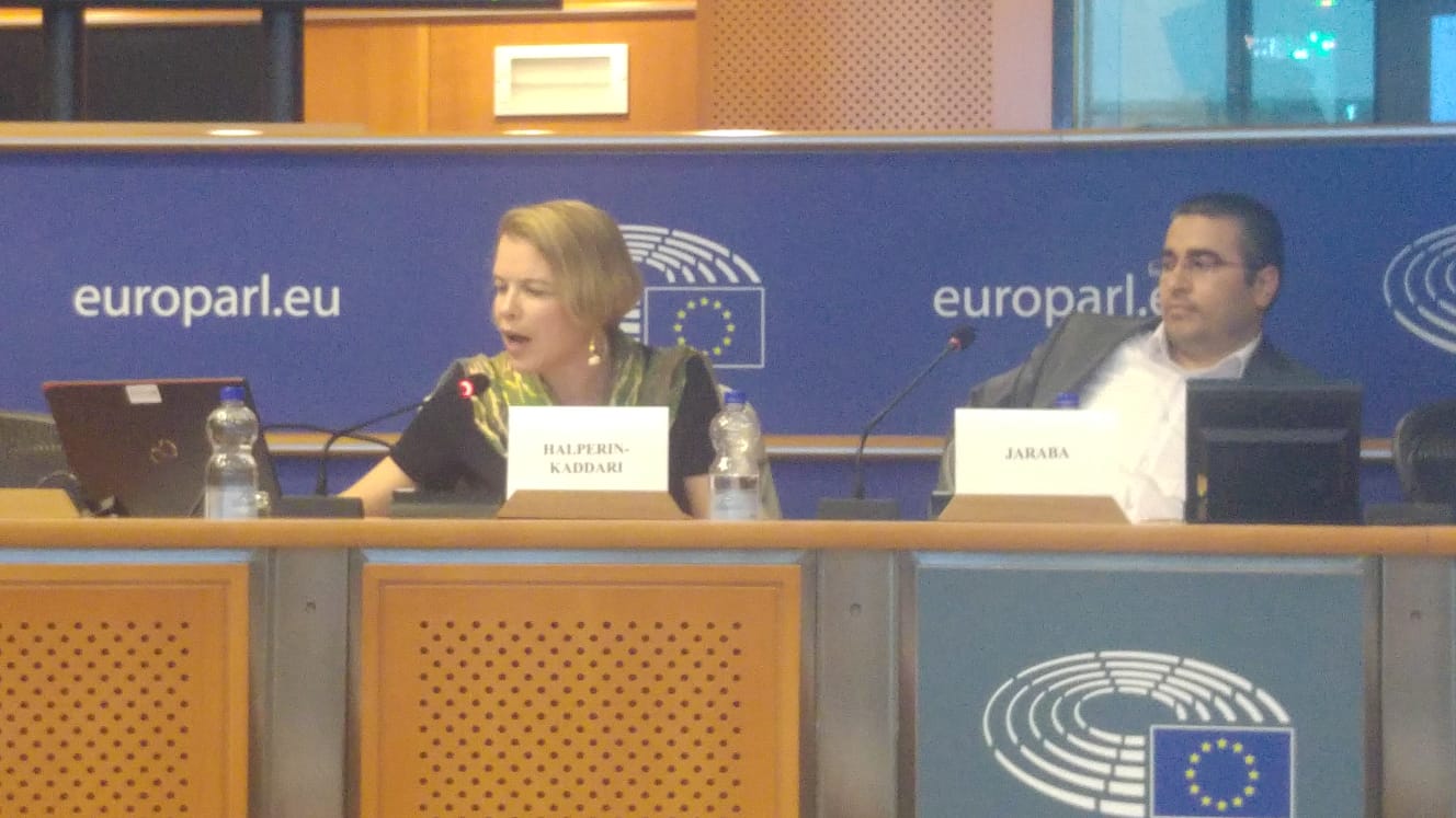 ​Pictured here: Prof. Ruth Halperin-Kaddari presenting at the European Parliament​